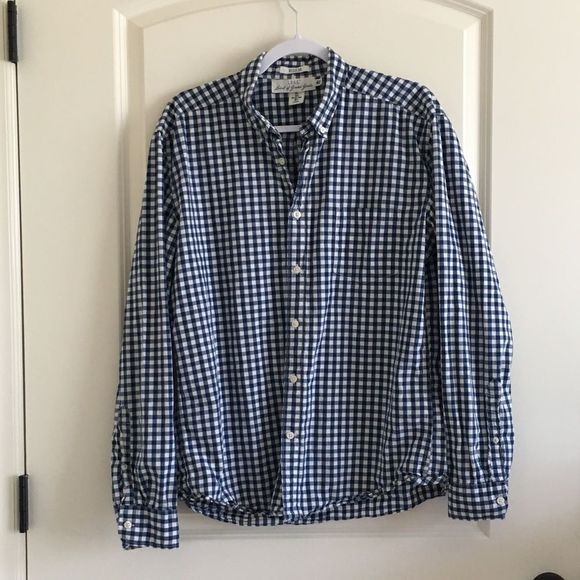 H&m blue/white Checkered Button Down - Picture 1 of 5